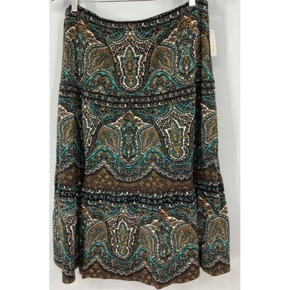 Charter Club Skirt Size Extra Large Teal Paisley Tiered Womens New B61 - Picture 1 of 9